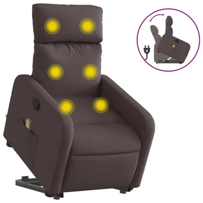 Produktbild von vidaXL Massagesessel mit Aufstehhilfe Dunkelbraun Stoff