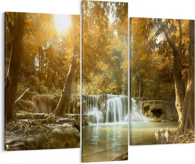 Produktbild von Bild auf Leinwand - Leinwandbild - Park Wasserfall Wasser - 95x80cm - Wand Bild - Wanddeko - Leinwanddruck - Bilder - Kunstdruck - Wanddekoration - Leinwand bilder - Wandkunst - CB95x80-3789