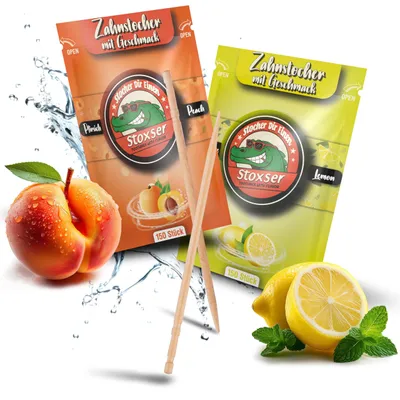 Produktbild von Stoxxer Zahnstocher mit Geschmack, Packung mit 2 Stück