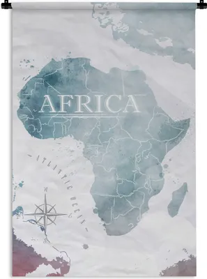 Produktbild von MuchoWow® Wandteppich Wandbehang Weltkarte - Afrika - Blau 90x135 cm Tapisserie Dekoration Wandtuch - Baumwolle - Wandskulptur