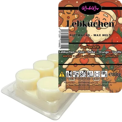 Produktbild von WonderWax Duftwachs Weihnachten Wax Melts für Duftlampe, 6 Kreise Duftmelt Wachsmelt Sojawachs Duftwachs Würfel für Raumdüfte, Wachs Duftöl Winter Indoor Schmelzen für Aromalampe Lebkuchen