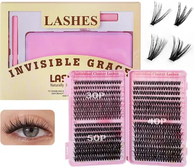 Produktbild von INF DIY Wimpernverlängerungs-Set - Einzelne Cluster-Wimpern für Volumen, 180 Stück