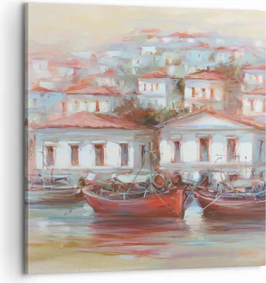 Produktbild von Bild auf Leinwand - Leinwandbild - Einteilig - Bild Segelboot Hafen - 60x60cm - Wand Bild - Wanddeko - Wandbilder - Leinwanddruck - Bilder - Wanddekoration - Leinwand bilder - Wandbild - AC60x60-4937