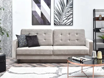 Zdjęcie produktu dla Sofa rozkładana IRSA - beżowy/czarny