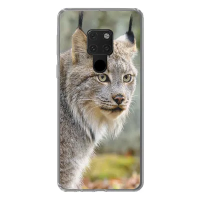 Produktbild von MuchoWow® Handyhülle Schutzhülle Hülle für Huawei P40 Lite Luchs - Wald - Grau Silikon Softcase Handy Hülle - Handy