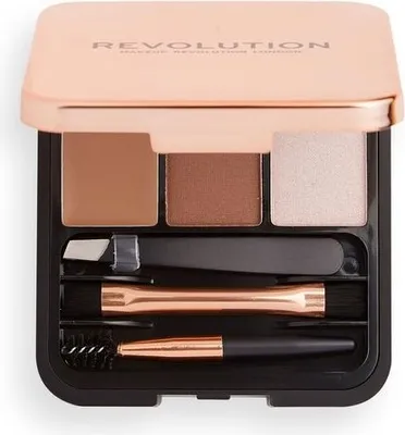 A makeup revolution brow sculpt kit in a brown palette.
