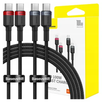Immagine prodotto di USB-C to USB-C Cable Baseus Cafule, 100W, 5A, 1m, 2-Pack, Red