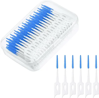 Image de Brossettes interdentaires 220 pièces en silicone Brossettes interdentaires Dual-Use Brossettes dentaires Bleu