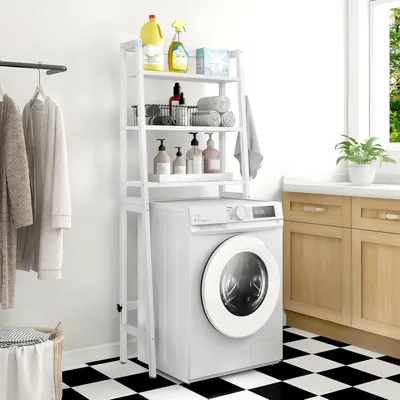 Produktbild von Holz-Toilettenregal - Platzsparende Oberteile - 3 Etagen - Weiß