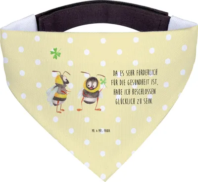 Produktbild von Mr. & Mrs. Panda Dreieckstuch Hummeln Kleeblatt - Gelb Pastell - Geschenk, Biene, Hummel, glücklich Werden, Hunde Halstuch, Spruch Positiv, Für, sein, Hals Tuch, Hund