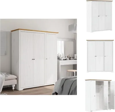 Immagine prodotto di vidaXL Armadio BODO bianco e marrone 151,5x52x176,5 cm in legno di pino - Armadi