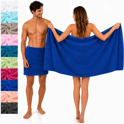 Produktbild von Betz 2 Stück Saunatücher Saunatuch Saunahandtuch Set Palermo 100% Baumwolle Frottier XXL Badetuch Strandtuch Größe 80 x 200 cm Farbe blau
