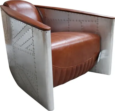 Immagine prodotto di Sofa Sessel Echtleder Couch club Lounge Aviator Vintage Aluminium Flugzeug Retro