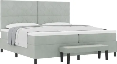 Obrázok produktu pre vidaXL Box spring posteľ s matracom svetlosivá 200 x 200 cm zamat