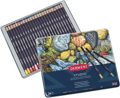 Image de DERWENT Studio Art Crayons, 24pcs dans une boîte en métal