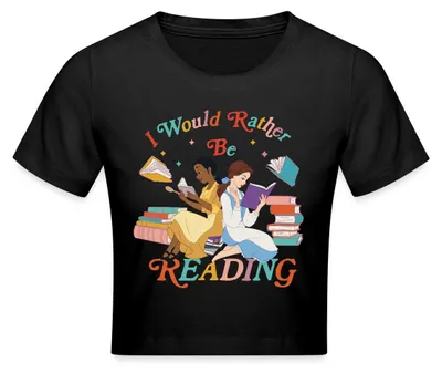 Produktbild von Prinzessin Tiana & Belle I Would Rather Be Reading Crop Top, S, Schwarz