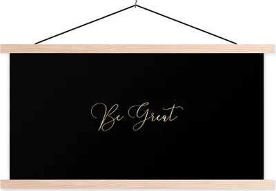 Produktbild von MuchoWow® Textilposter Zitat - Sprichwörter - Gold - Schwarz 60x30 cm mit holzfarbenen Rahmen - Dekoration