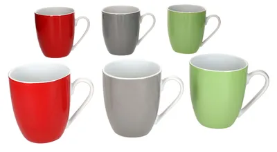 Produktbild von 6x Variant Trio Kaffeebecher 350ml Porzellan-Tassen 6 Personen Tee Grün Rot Grau