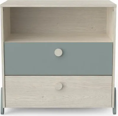 Immagine prodotto di Cassettiera Ilyas-Topanga in rovere/grigio-verde