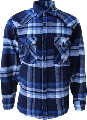 Produktbild von ROCK-IT Apparel Herren Flanellhemd Langarm Karo, regular Fit 4X-Large Navy kariert