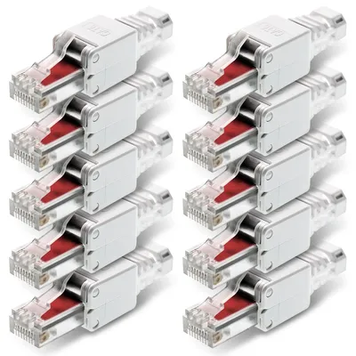 Produktbild von NEXMEX 10x Netzwerkstecker Cat6 RJ45 Stecker Netzwerk Werkzeuglose Montage Cat6a