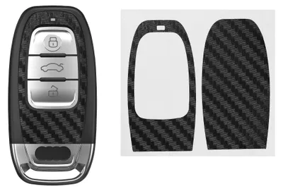 Produktbild von kwmobile 2x Schlüsselfolie kompatibel mit Audi Q5 / A8L / A8 / A7 / A5 / A4L Schlüssel - Schwarz Carbon