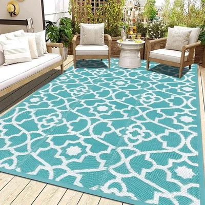 Produktbild von Famanu Außenteppich 150 x 240 cm - nachhaltig und UV-beständig - wendbar - leicht zu reinigen - wasserdicht - für Camping und Terrasse