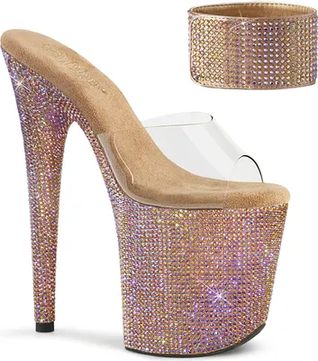 Produktbild von BEJEWELED-812RS Damen Slipper von Pleaser, Transparent Roségold , EU 41, US 11