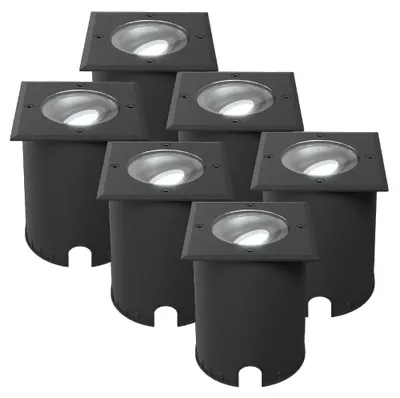 Image de HOFTRONIC - Spot au sol LED 4,5W IP67 Dimmable Noir lot de 6