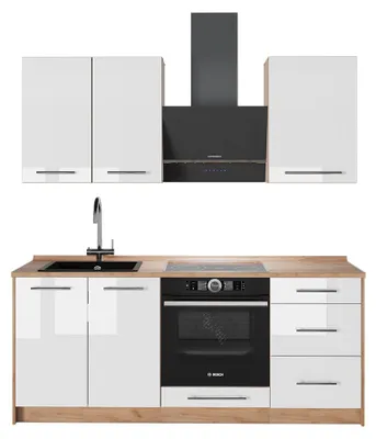 Obrázek produktu pro Jednotková kuchyně Vicco Fame-Line Bílá vysoký lesk/Zlatý mocný dub 190 cm, PD Dub, Model 64892
