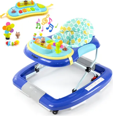 Produktbild von Daliya® BEBISTEP 4in1 Spiel- und Lauflernwagen - Gehfrei mit Schaukelfunktion Babywalker  Laufhilfe Babywippe  Musik Spielecenter  - Blau