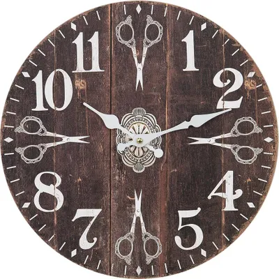 Produktbild von Clayre & Eef Wanduhr Ø 34 cm Braun Weiß MDF Scheren