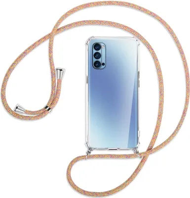 Produktbild von Handykette Backcover-Schutzhülle mit Band (Metall silberfarben) für Oppo Reno4 Pro 5G - Rainbow