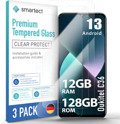 Produktbild von 3x Schutzglas Panzerfolie Klar für Oukitel C36 Displayschutz Hartglas Glas