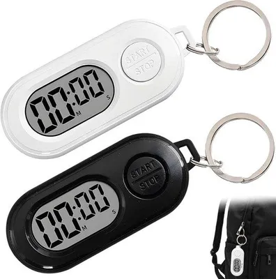 Obrázek produktu pro Přenosný digitální časovač na klíče – odpočítávání a počítání – pro fitness a outdoor – s displejem – černý