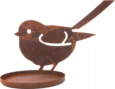 Image de Abreuvoir À Oiseaux De Jardin Avec Colibri Rustique En Corten
