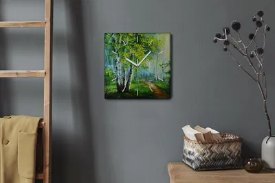 Produktbild von Coloray Hodiny Unikátní 30x30 cm  Tiché hodiny Pro obývací pokoj a kuchyň Nástěnné hodiny Plátno Bílé ručičky hodin - Waldweg odchází