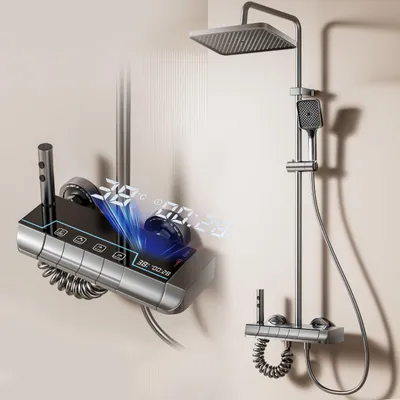 Hydromassage-Duschsäule mit digitalem Display, Grau