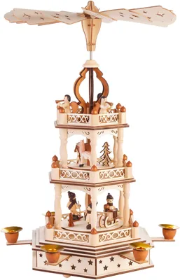 Produktbild von Weihnachtspyramide BRUBAKER 3-stöckig drehbar Holz Weihnachtsdeko Dekoartikel