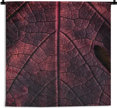 Produktbild von MuchoWow® Wandteppich Wandbehang Abstrakt - Rot - Blätter - Pflanze 120x120 cm Tapisserie Dekoration Wandtuch - Modern - Baumwollgewebe