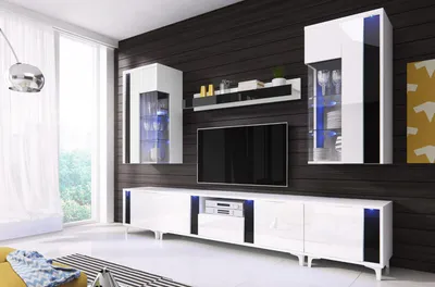 Image de Meuble mural brillant Meuble de salon Armoire Vitrine Sideboard Meubles muraux