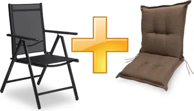 Produktbild von sunnypillow Set Gartenstuhl und Gartenstuhlauflage Niedriglehner | 100 x 50 x 9 cm Auflage wasserdicht UV-lichtecht | Klappsessel Klappstuhl für Garten Polsterauflagen Stuhlauflage | Braun
