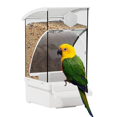 Produktbild von Automatischer Vogelspender für Wellensittiche, Nymphensittiche & kleine Papageien, 300ml, weiß-transparent, hygienisch, leicht zu befüllen & reinigen