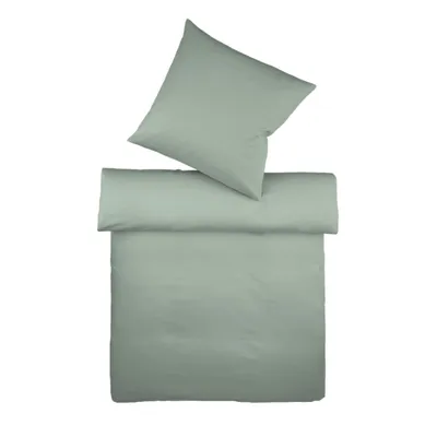 A duvet cover and pillowcase set laid out flat.