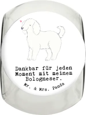 Produktbild von Mr. & Mrs. Panda Dose Bologneser Moment XL 2000ml - Weiß - Geschenk, schraubglas, Snackdose, Keksdose, Vorratsbehälter, Aufbewahrungsdose