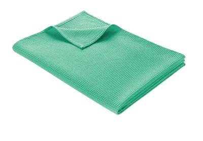 Produktbild von WOHNWOHL® Waffel Decke l Tagesdecke l Wohndecke l 100% Baumwolle l  , Farbe:Minzgrün, Größe:150 x 200 cm