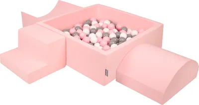 Produktbild von KiddyMoon Spielplatz Aus Schaumstoff Mit 300 Bälle ∅7cm Hindernisläufen Version 6 Quadrat Bällepool Mit Bunten Bällen Für Babys Und Kinder