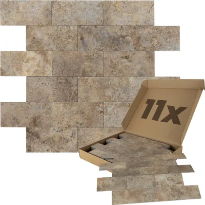 Produktbild von Dalsys Wandpaneele selbstklebend Marmoroptik Steinoptik 1m², 11 Stück Beige Wandverkleidung feuchtigskeitsbeständig,  für Bad und Küche