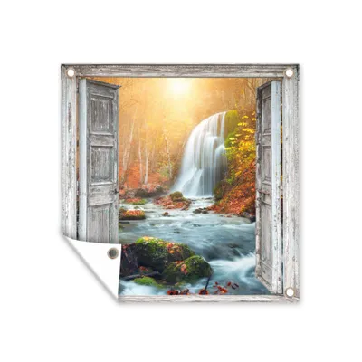 Obrázek produktu pro MuchoWow® Zahradní plakáty - Vodopád - výhled - krajina - 200x200 cm - Zahradní dekorace