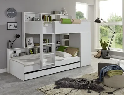 Produktbild von RELITA Etagenbett Sina mit 2 Liegeflächen á 90 x 200 cm, inkl. Bodenplatten als Auflage für die Matratzen, inkl. Kleiderschrank (ohne Bettschublade)